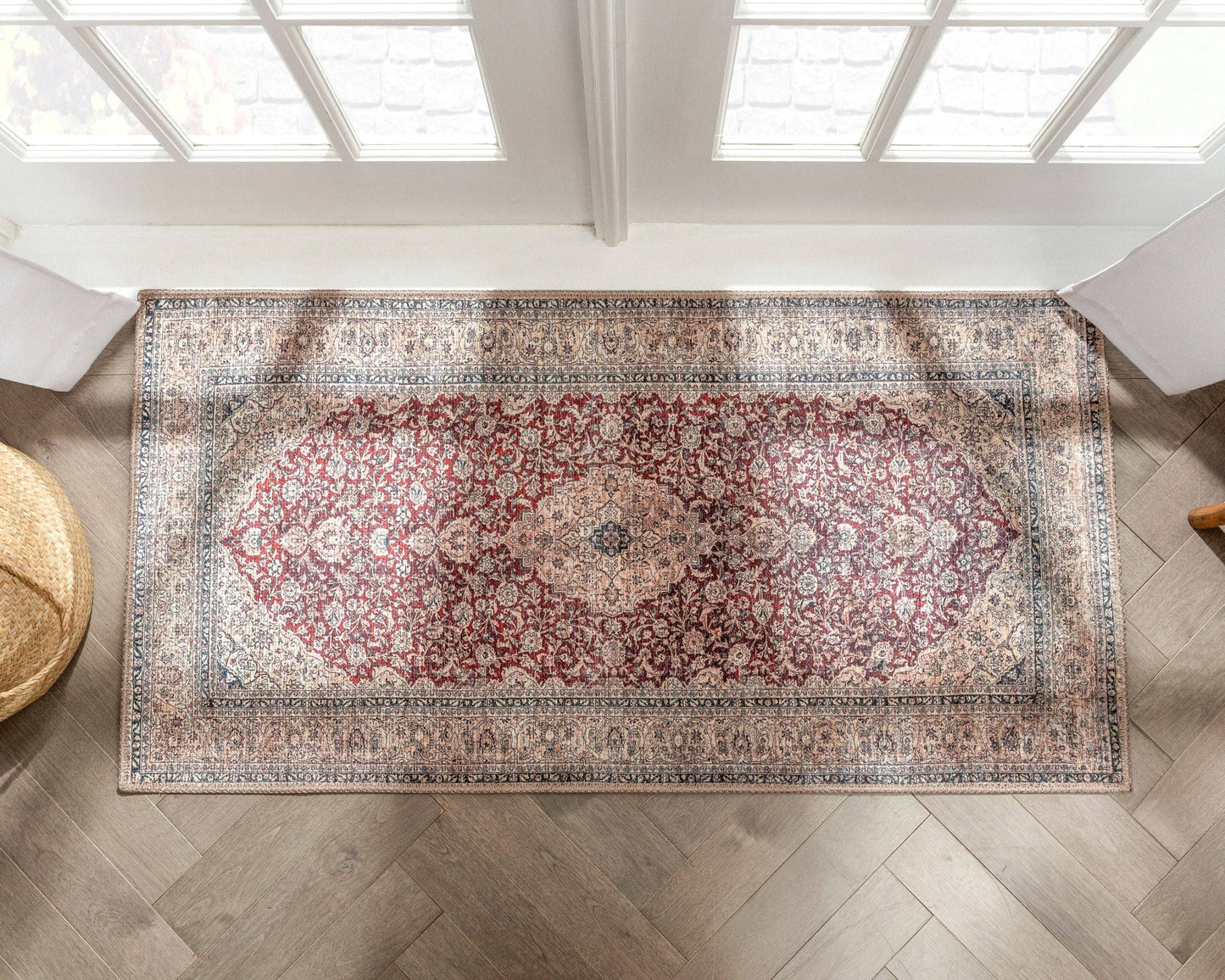 Tonti Machine Washable Vintage Medallion Oriental Red Flat