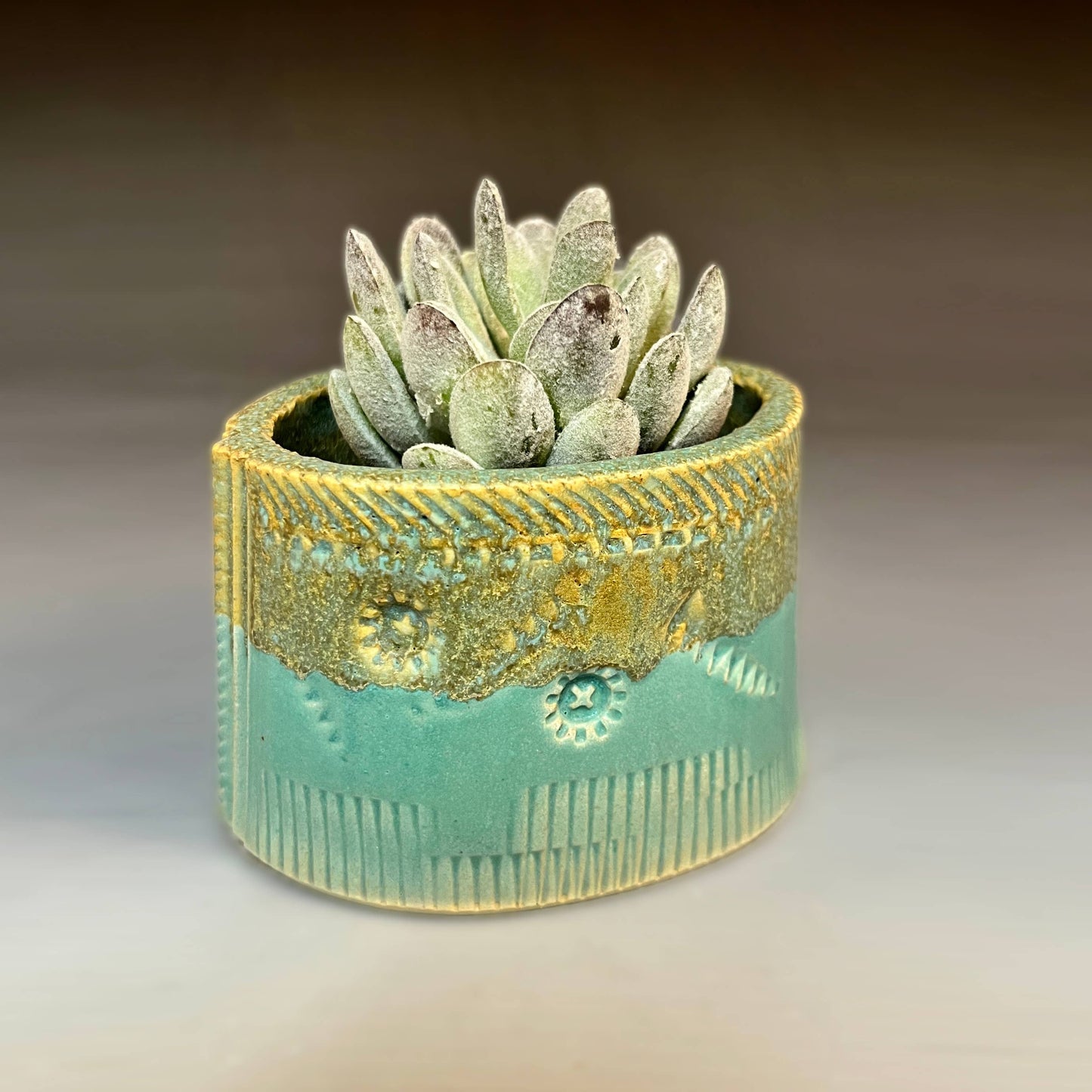 Macone Clay / Spooner Creek Green Mini Planter Stoneware