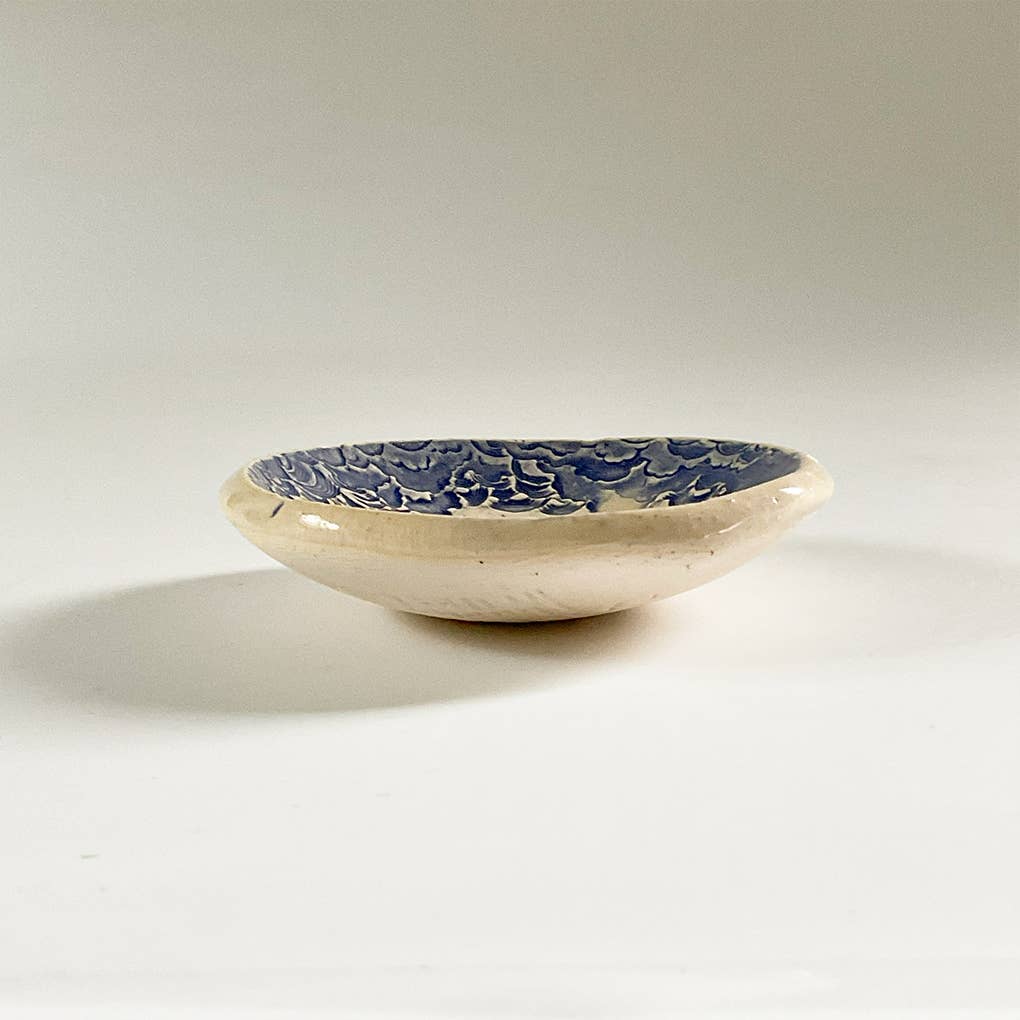Pottery Dish Bowl - Crescent Moon (Blue)
