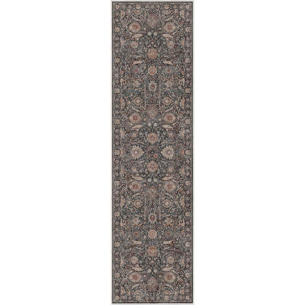 Liana Vintage Oriental Charcoal Grey Flat-Weave Rug