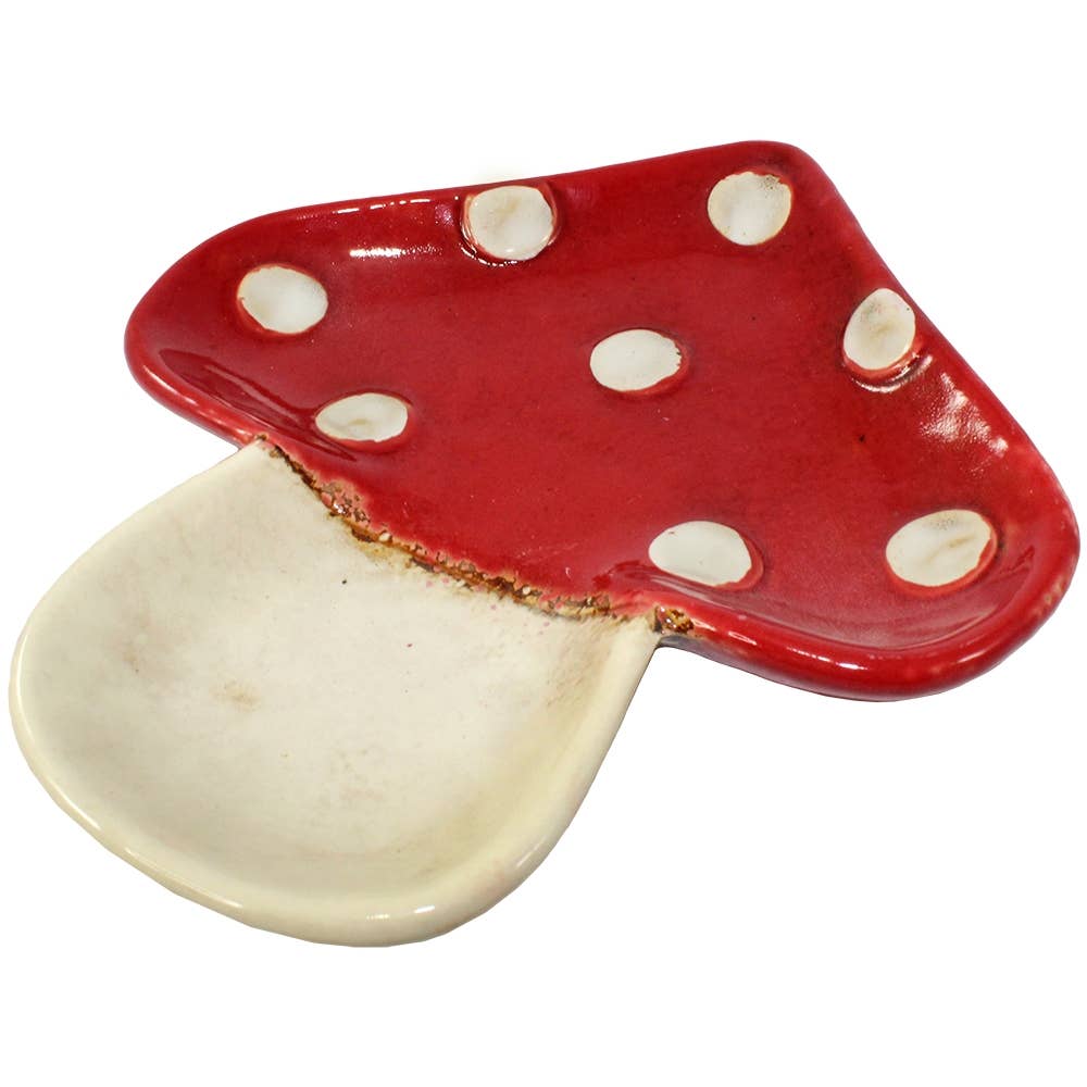 Red Toadstool Ceramic Tray Dish Mushroom