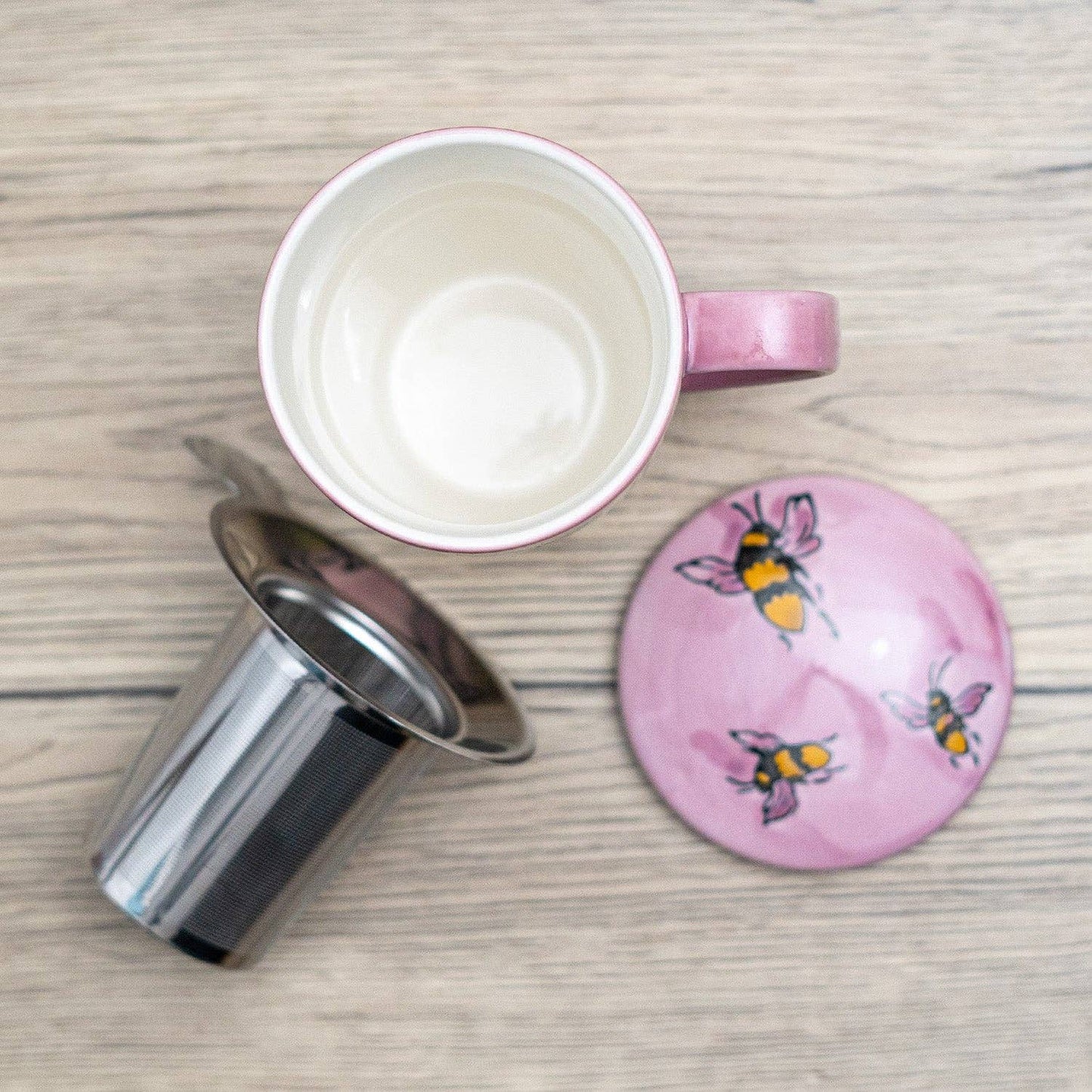 Spring Honeybee Design 15oz Tea Mugs with Lid and Infuser for Loose Leaf Tea (4/32)