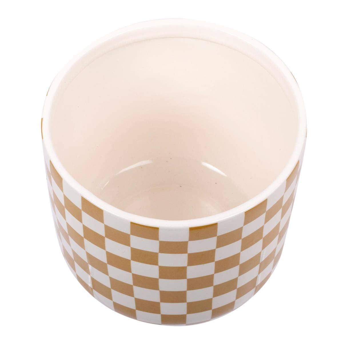 Truu Design Stylish Checkered Ceramic Planter, 5.6"D x 5.1"H