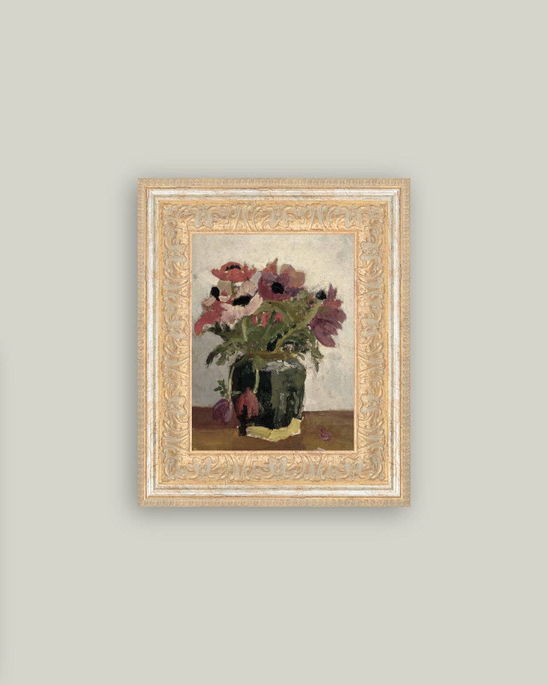 Mauve Floral Framed Antique Art