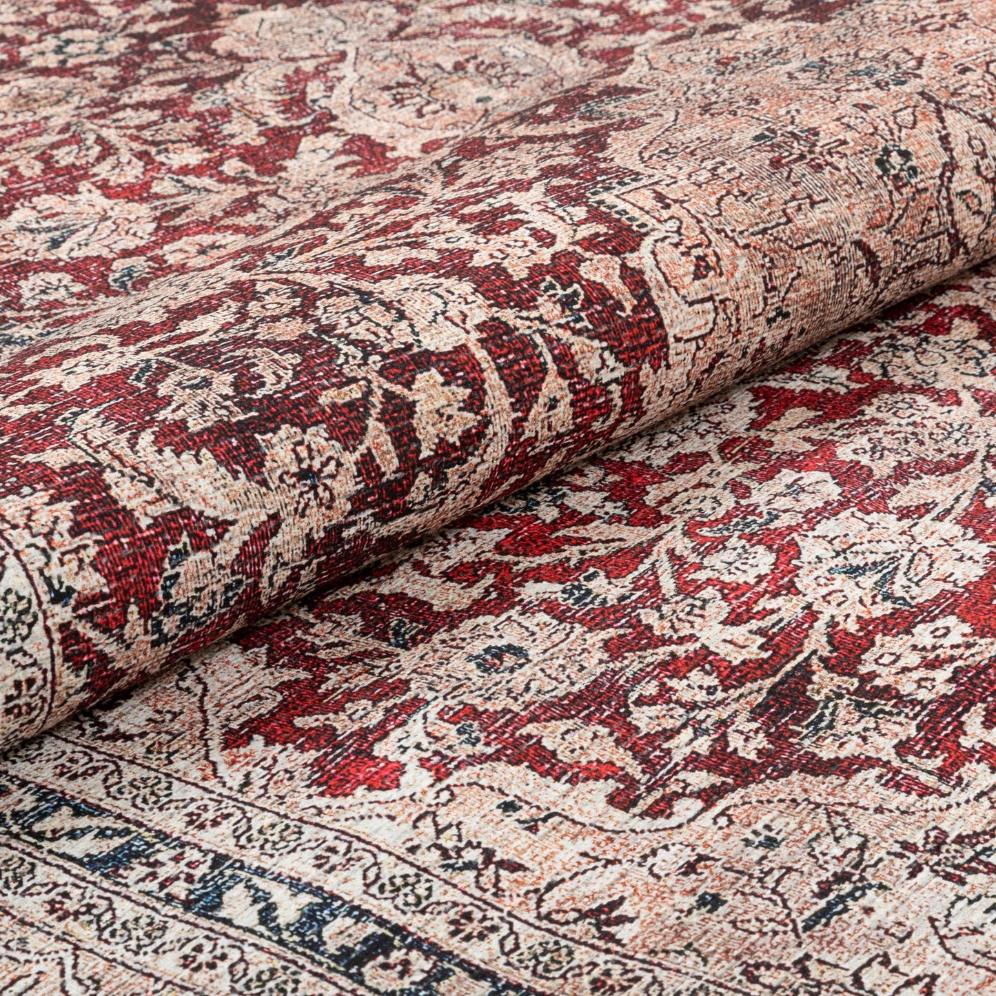Tonti Machine Washable Vintage Medallion Oriental Red Flat