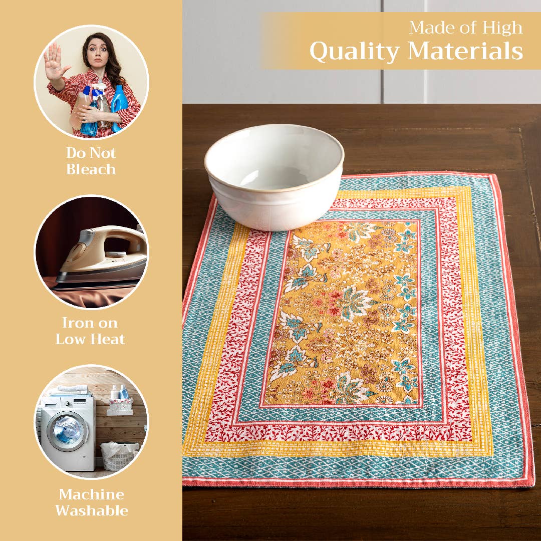 Marquise 100% Cotton Placemats 13" X 19" - Set Of 4