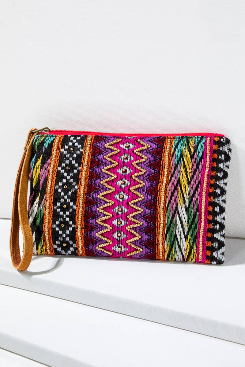 Handmade Ethnic Pattern Clutch Beaded Wristlet