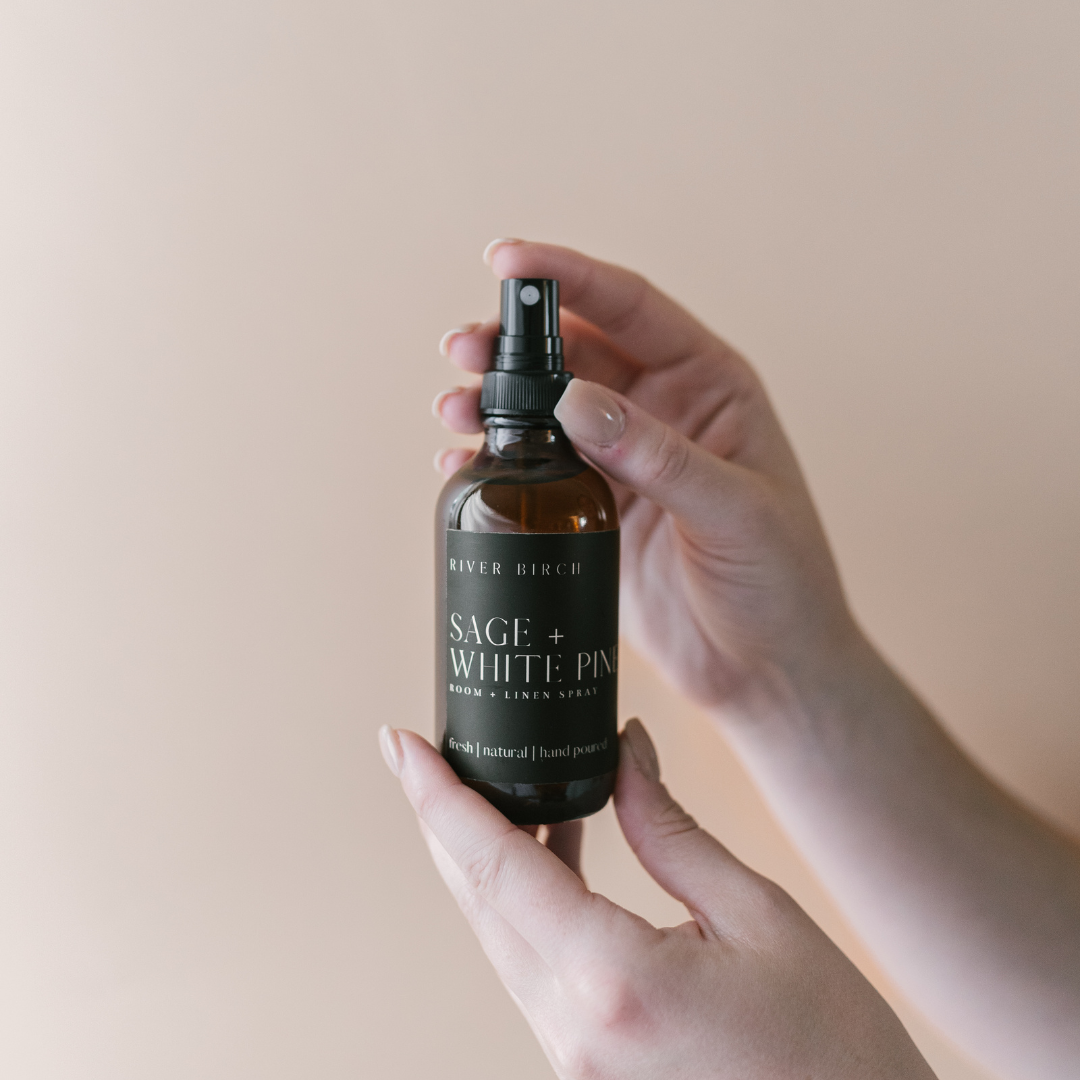 Sage + White Pine - 4 oz Amber Glass Room + Linen Spray