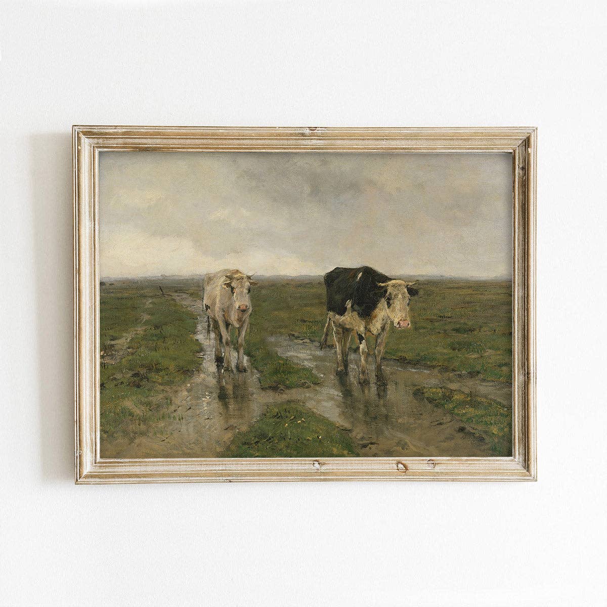 Cows in the Rain Vintage Art Print 11x14 Vintage farmland