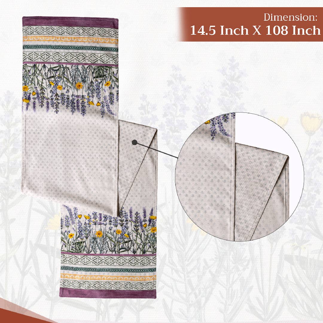 Fanny Lavender 100% Cotton Table Runner