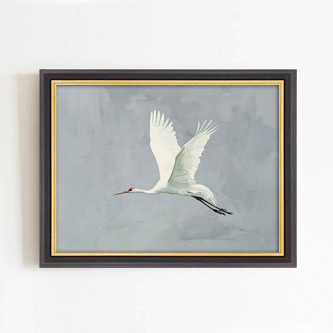 Flying Crane On Blue Art Print