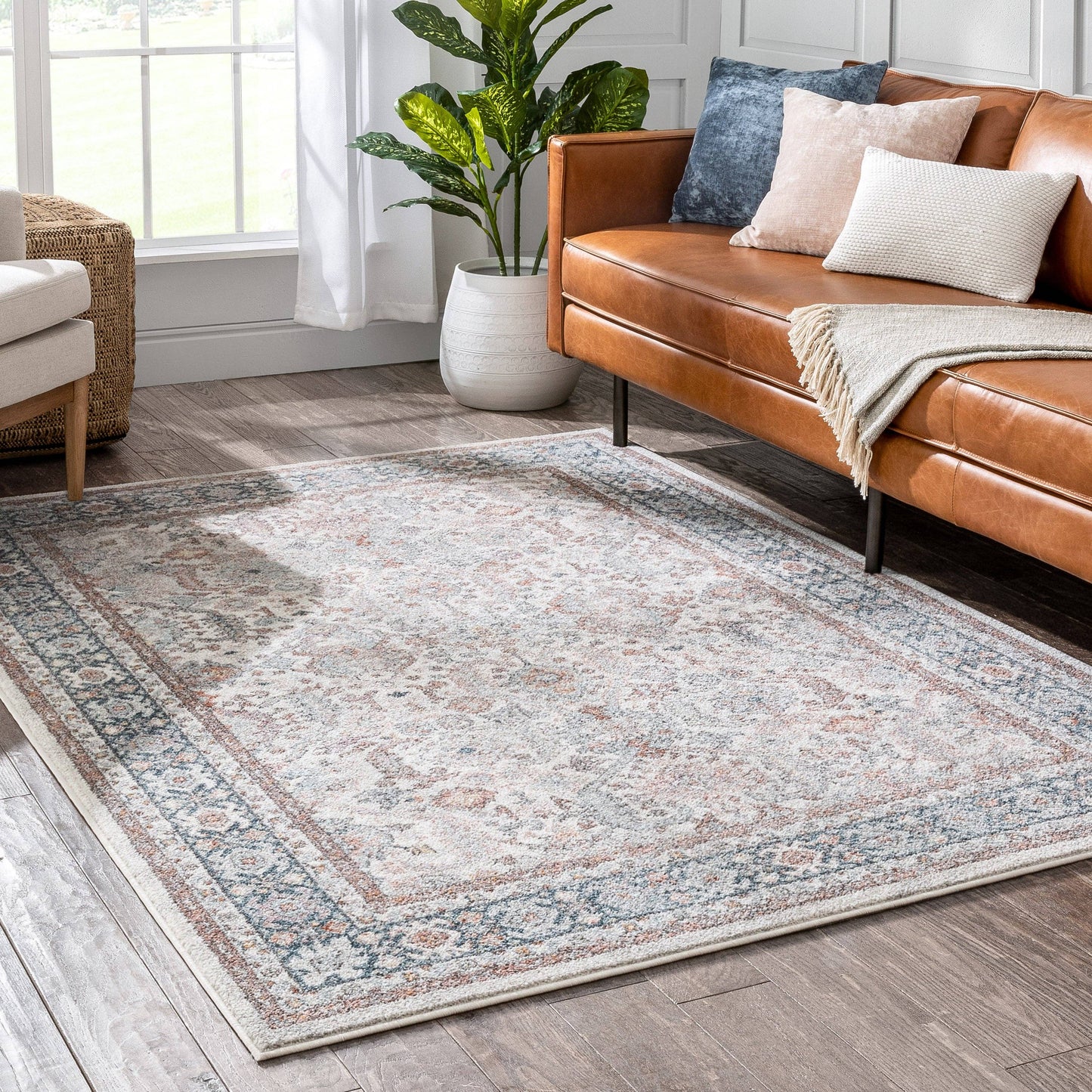 Salida Vintage Oriental Botanical Border Beige Rust Rug
