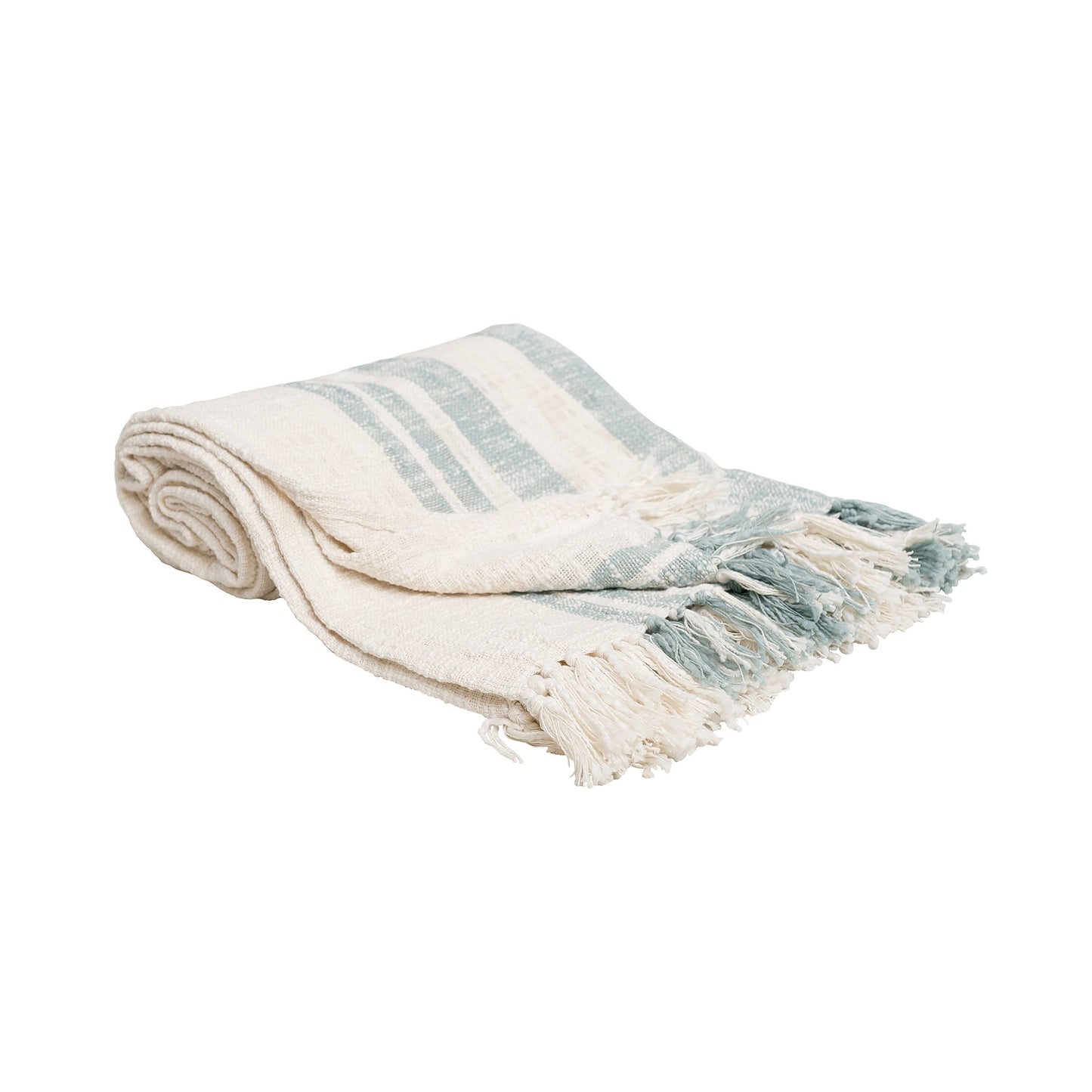 Morgan Fountain Blue Tassel Throw Blanket