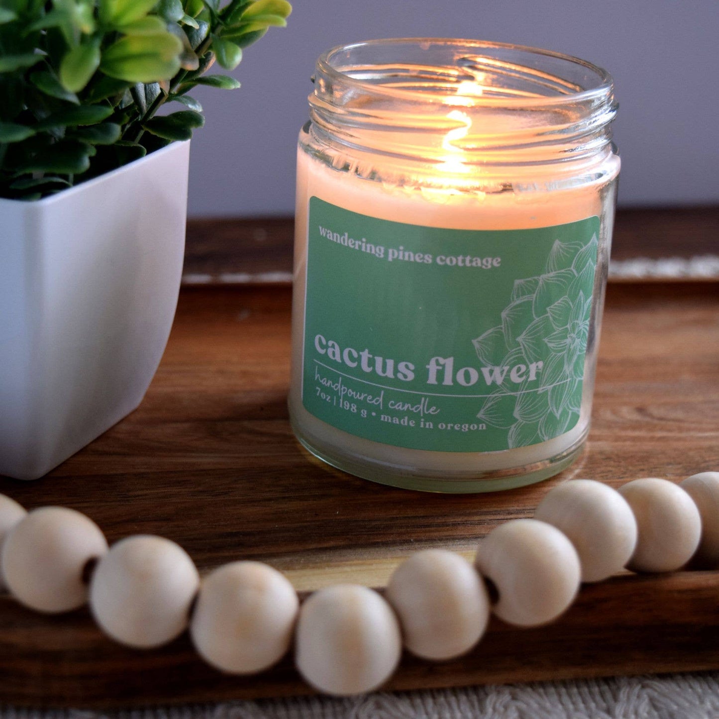 Cactus Flower Candle - 7 oz Clear Glass Jar Candle