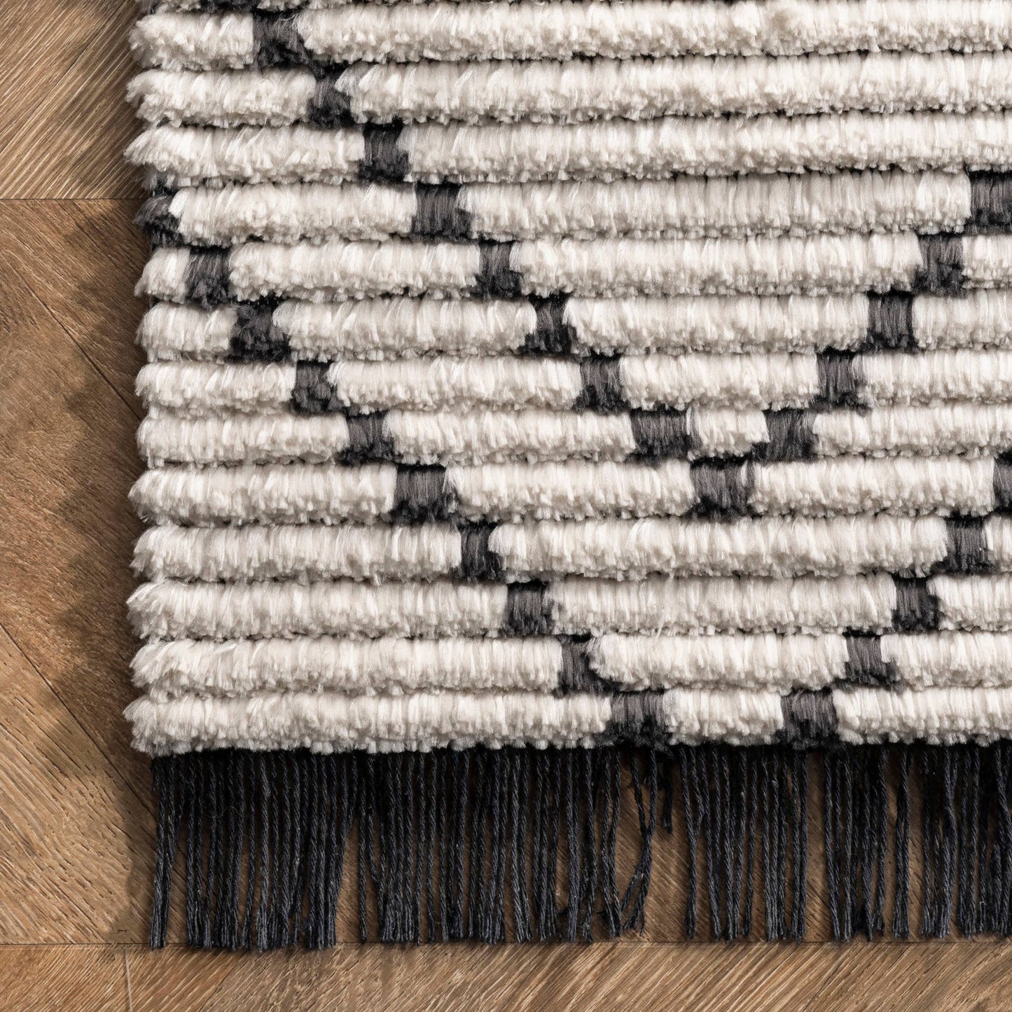 Carlina Modern Geometric Soft Shag Fringe Area Rug
