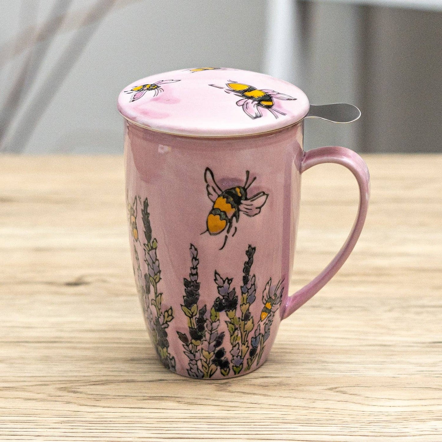 Spring Honeybee Design 15oz Tea Mugs with Lid and Infuser for Loose Leaf Tea (4/32)