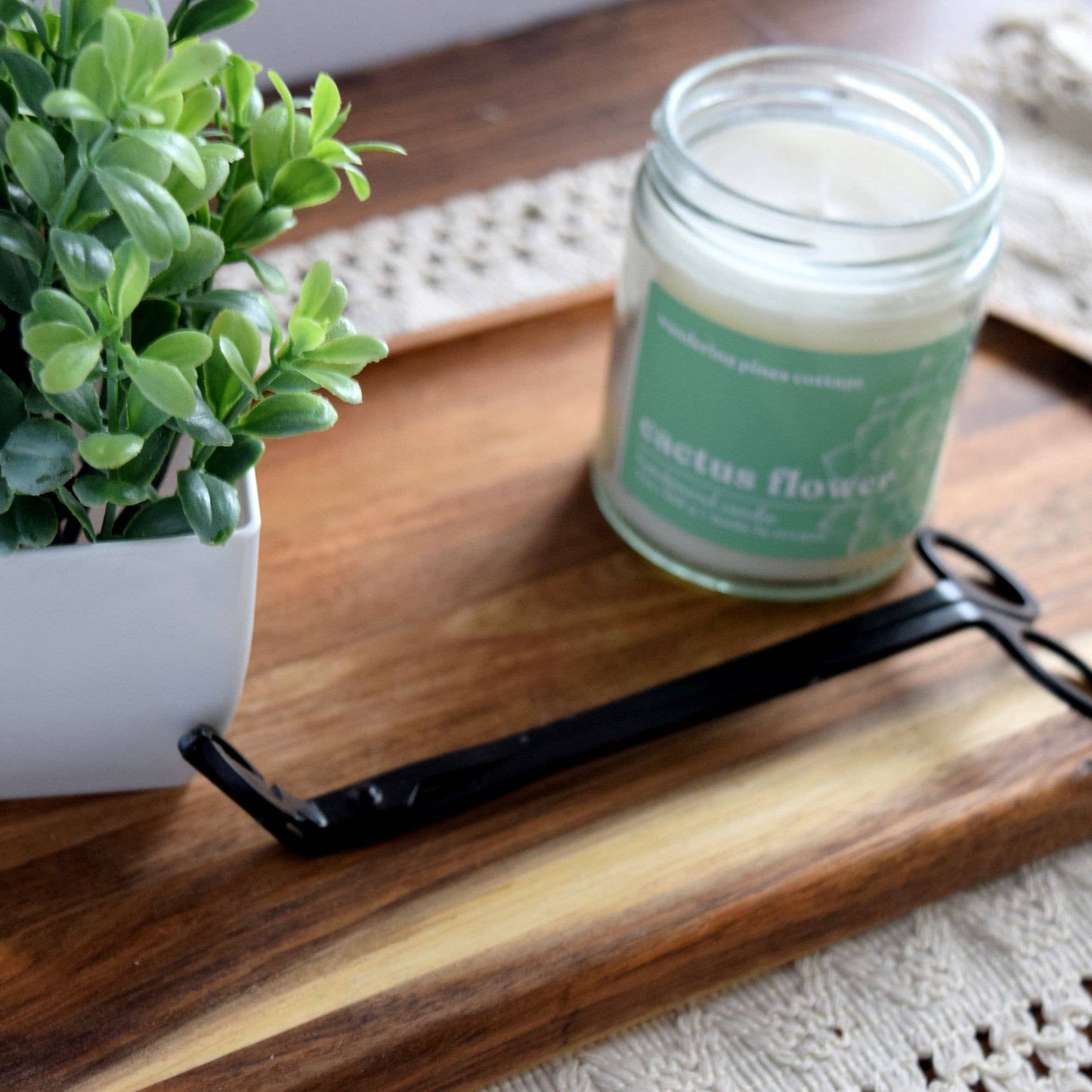 Cactus Flower Candle - 7 oz Clear Glass Jar Candle