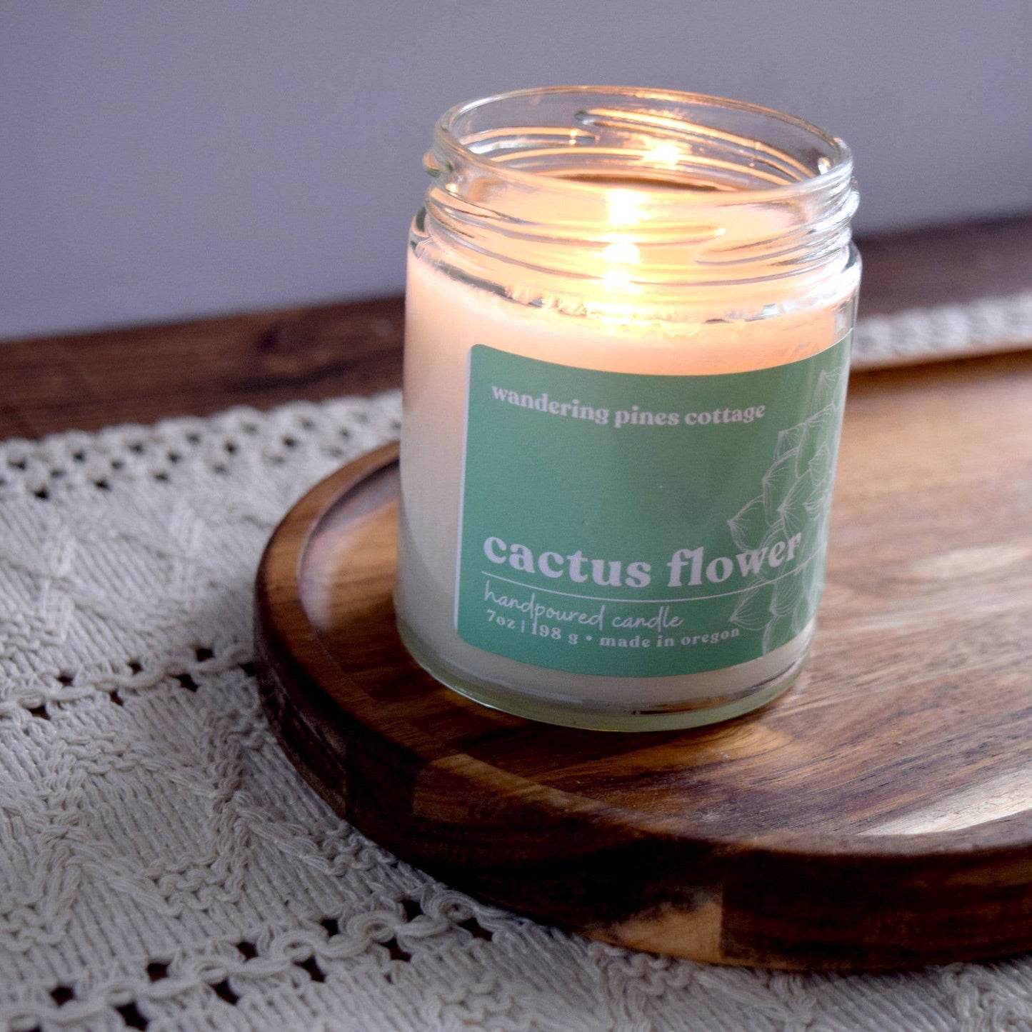 Cactus Flower Candle - 7 oz Clear Glass Jar Candle