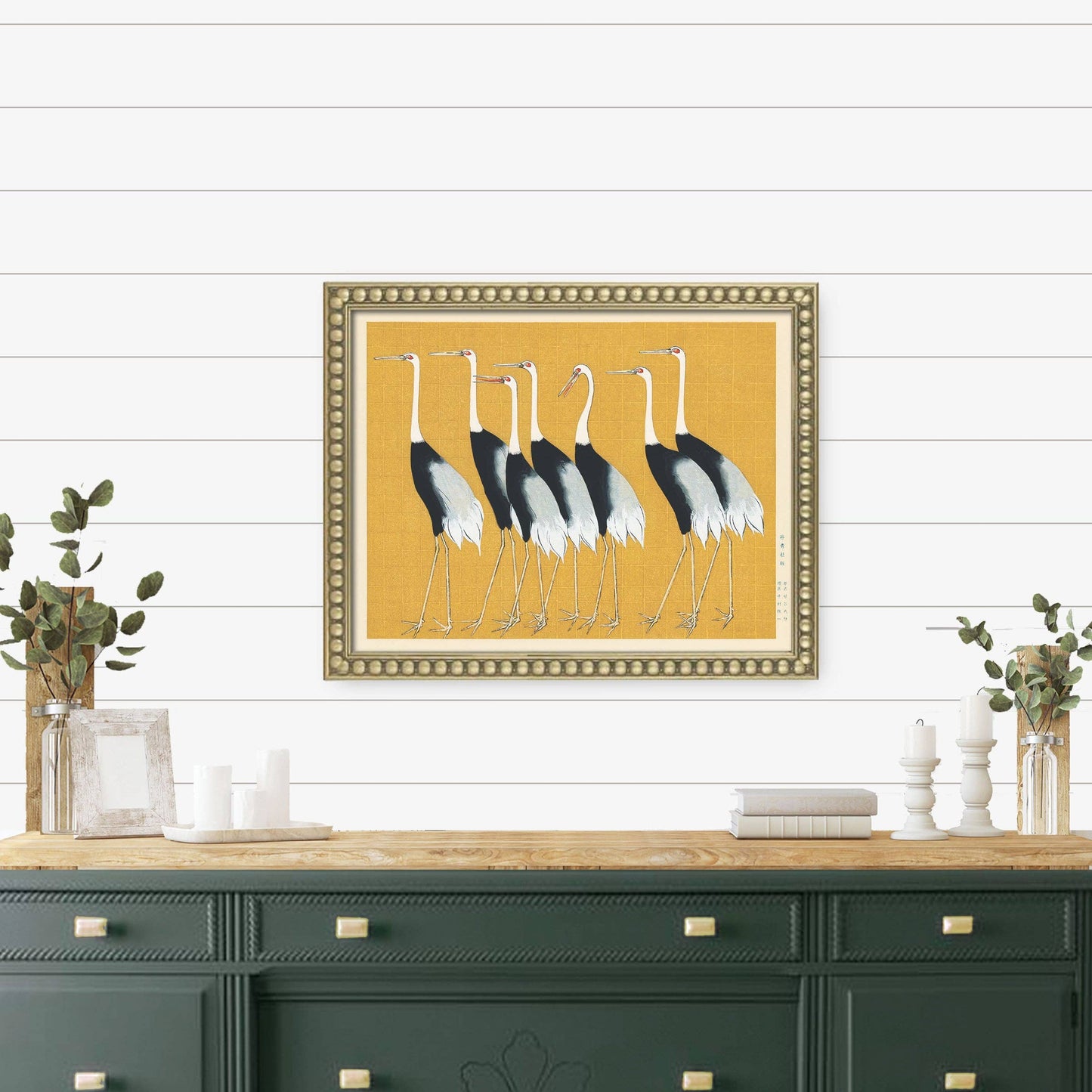 Walking Cranes Vintage Art Print