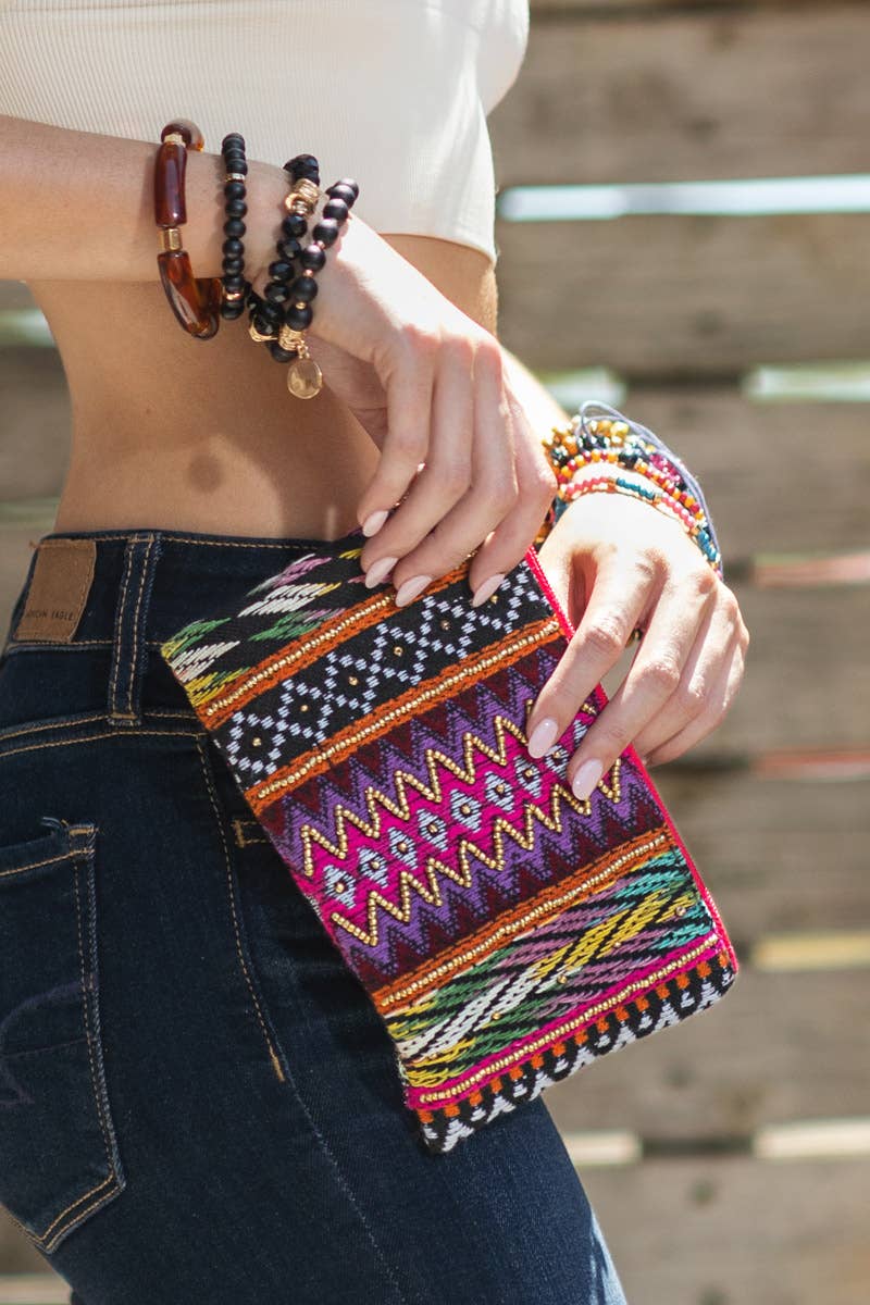 Handmade Ethnic Pattern Clutch Beaded Wristlet
