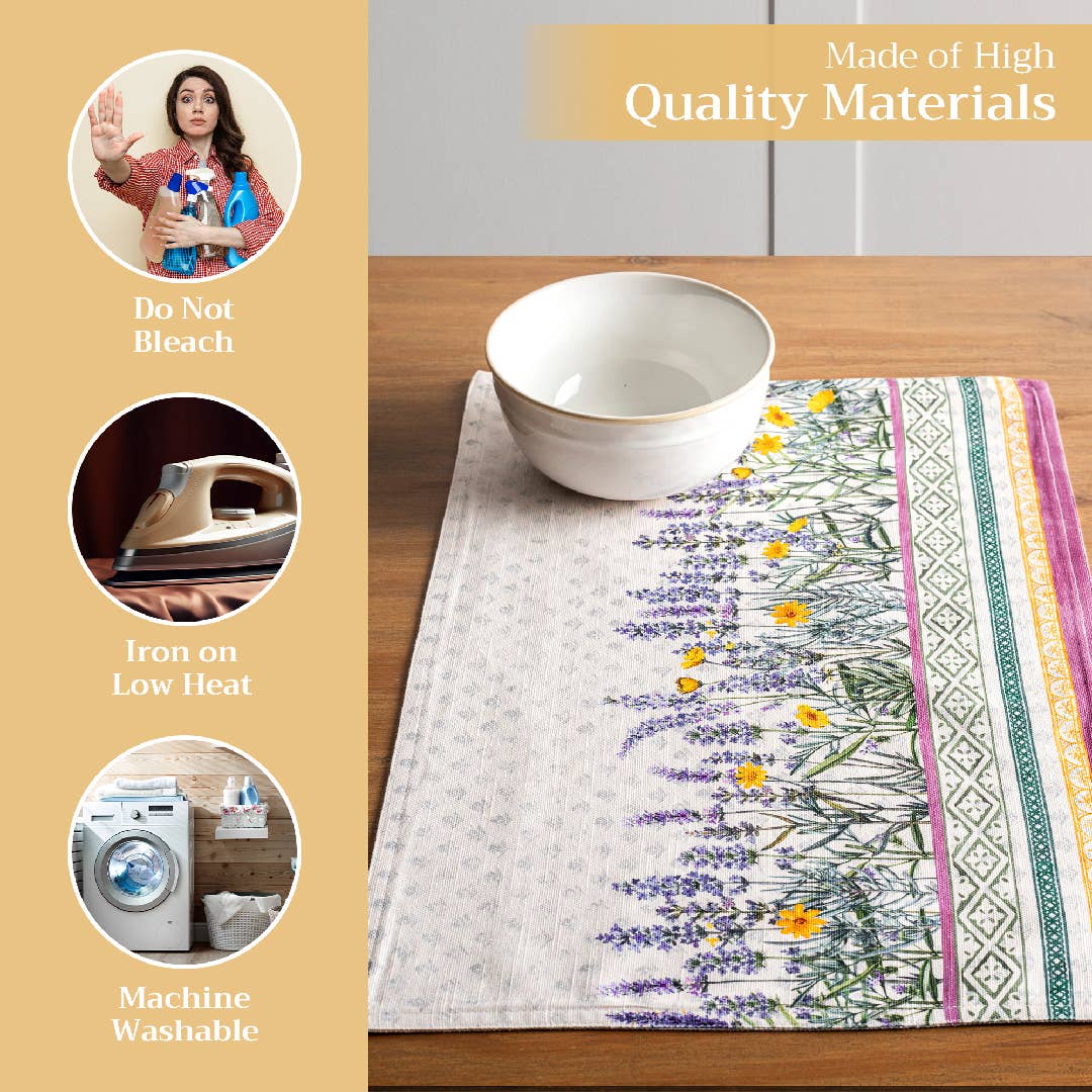Fanny Lavender 100% Cotton Placemats 13" X 19" - Set Of 4