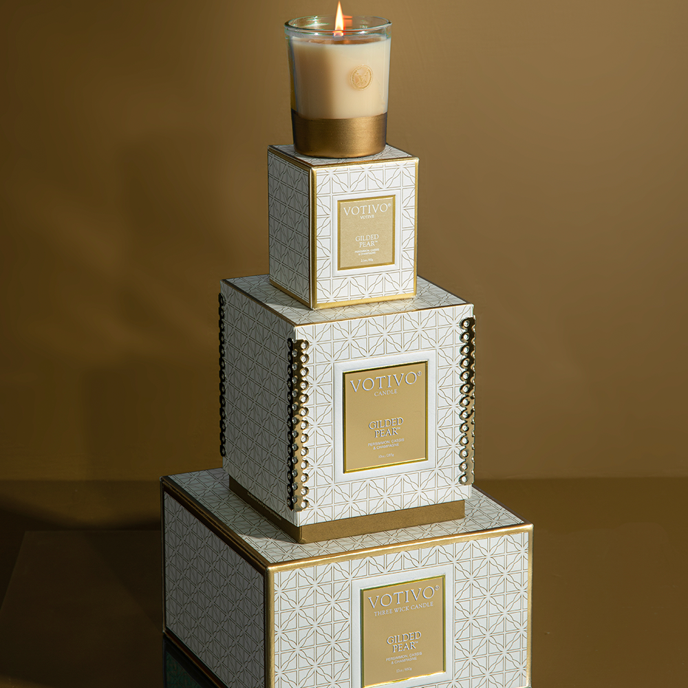 Votivo Gilded Pear Holiday Collection Votive Candle