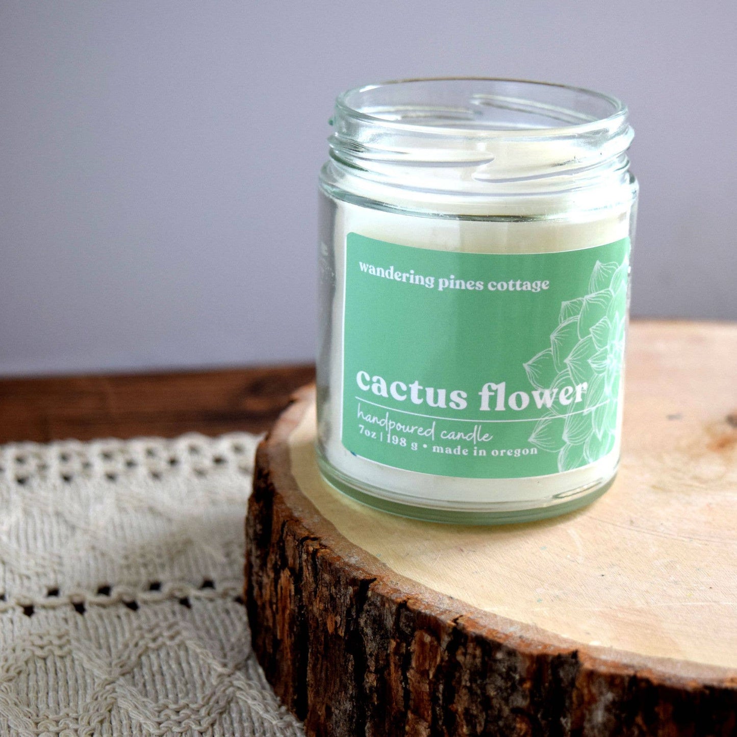 Cactus Flower Candle - 7 oz Clear Glass Jar Candle