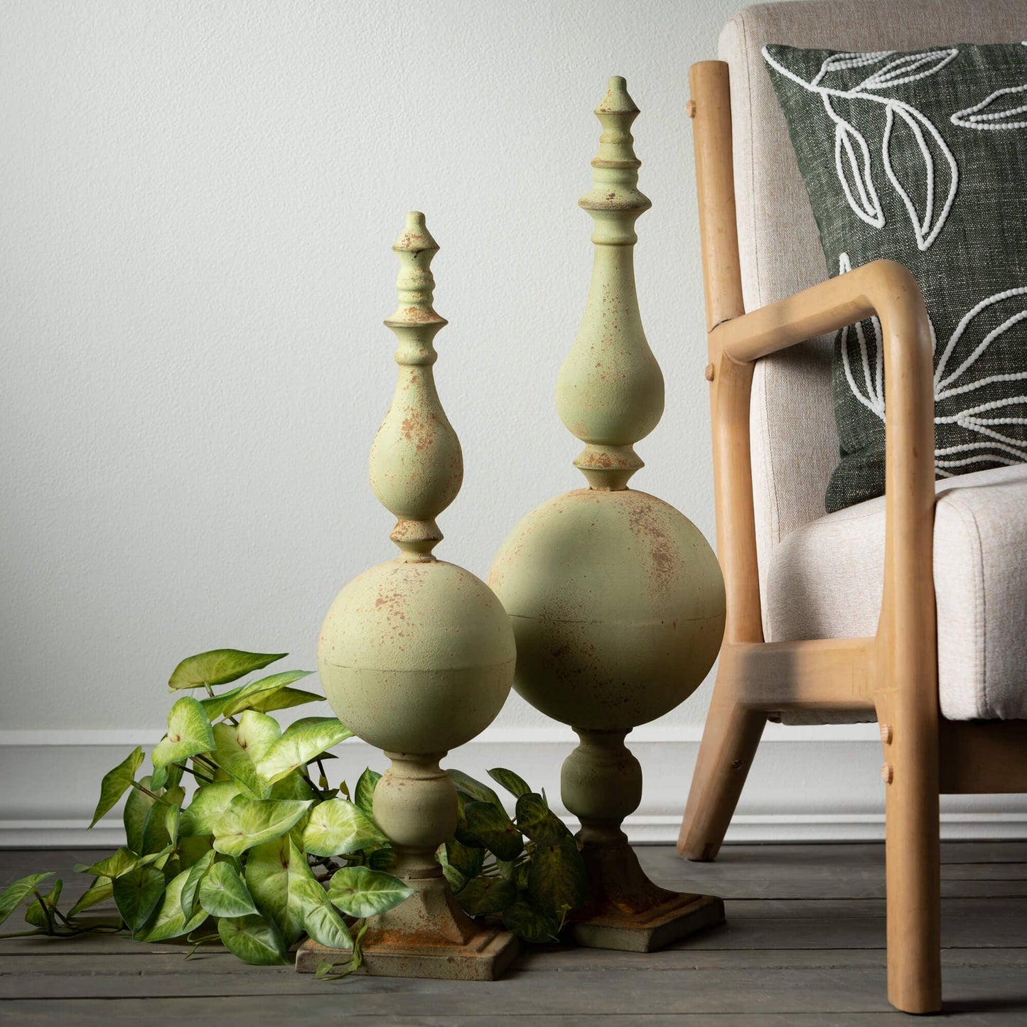Patina Finial Sculpture Set 2