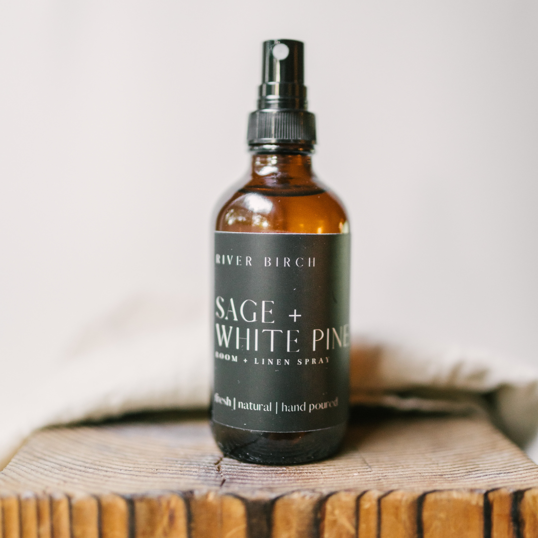 Sage + White Pine - 4 oz Amber Glass Room + Linen Spray