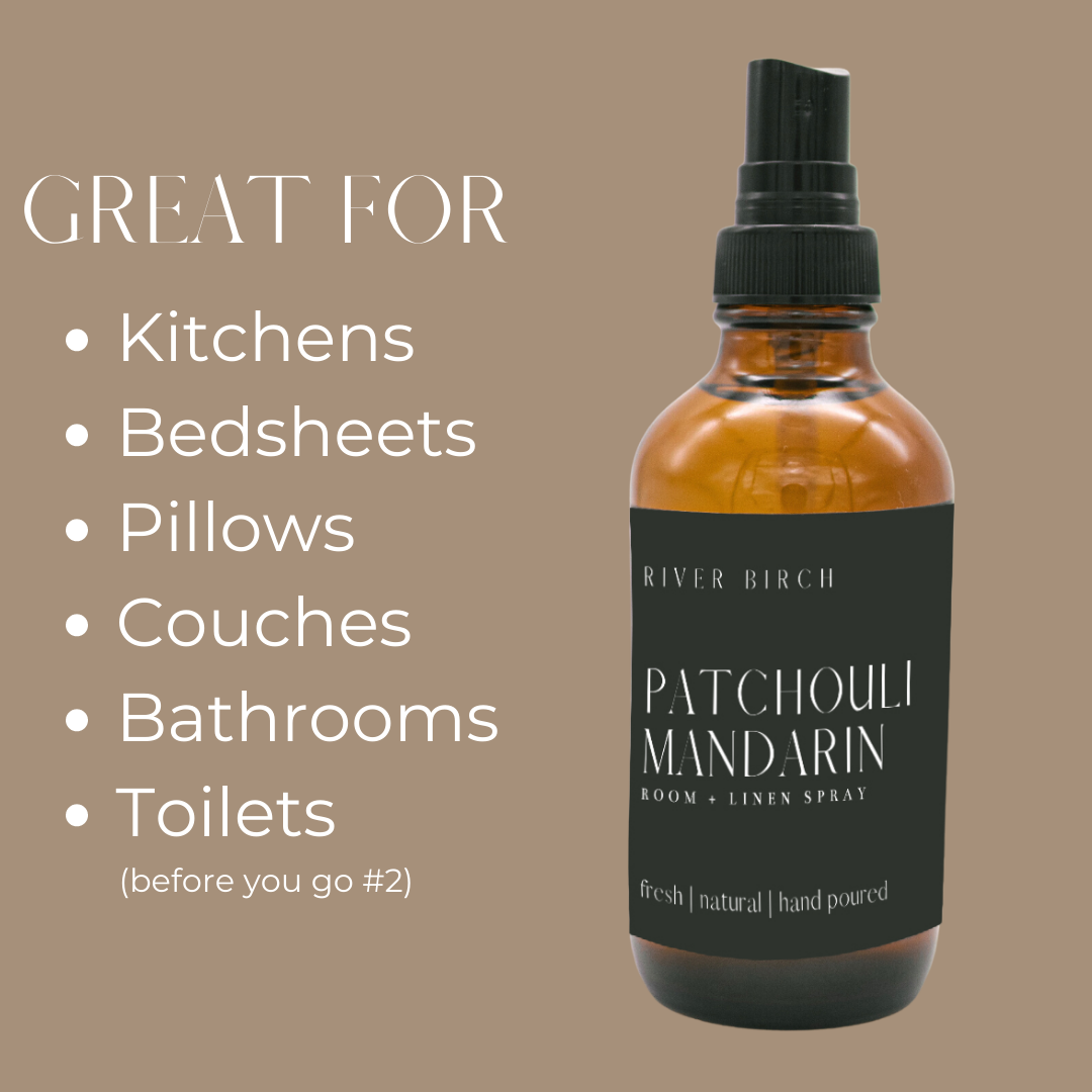 Patchouli Mandarin - 4 oz Amber Glass Room + Linen Spray