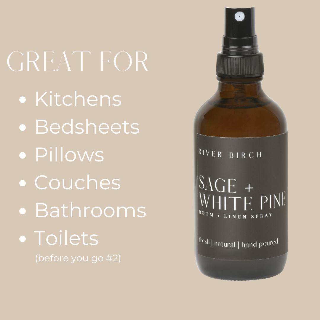 Sage + White Pine - 4 oz Amber Glass Room + Linen Spray