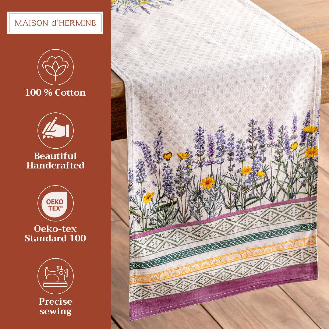 Fanny Lavender 100% Cotton Table Runner
