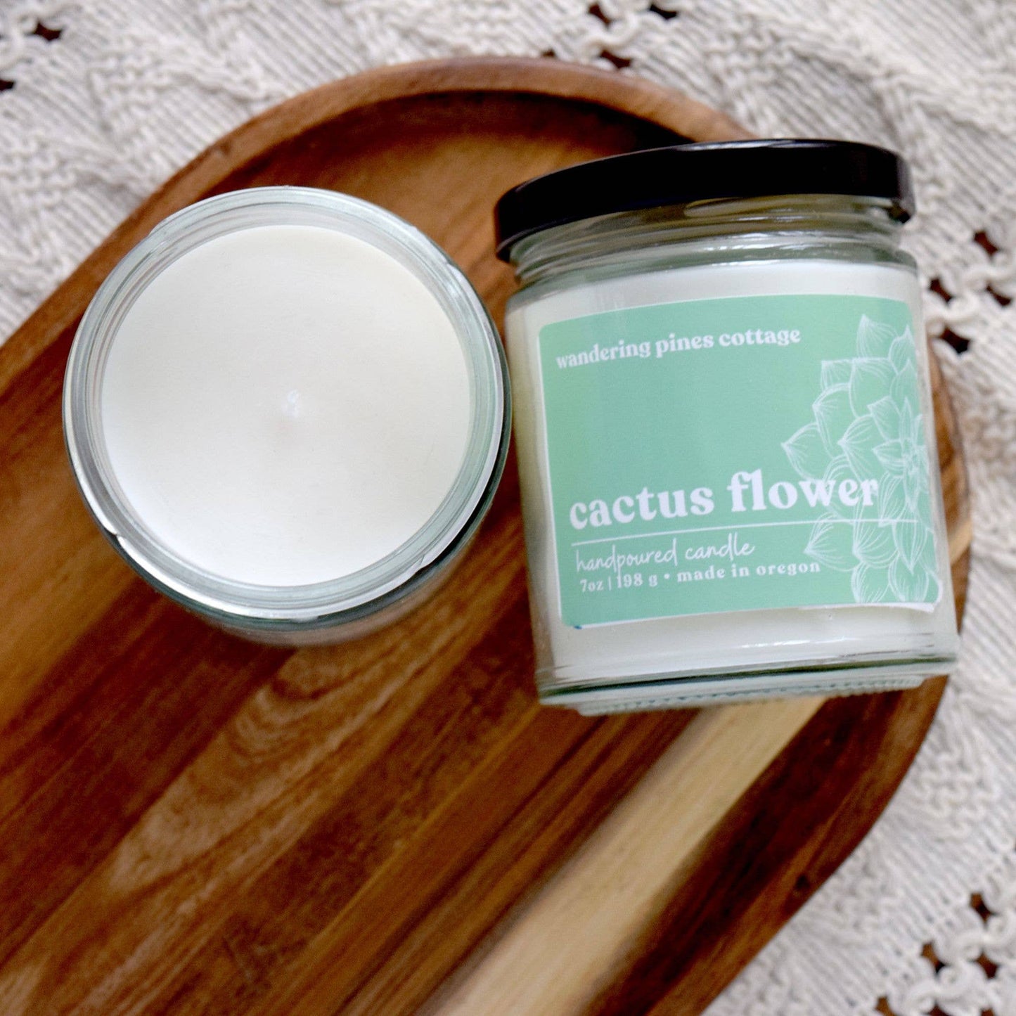 Cactus Flower Candle - 7 oz Clear Glass Jar Candle
