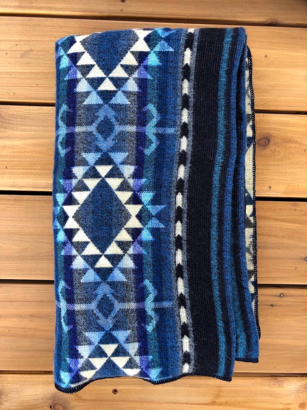 Turquoise and Cream Southwest Western Couch Throw Blue