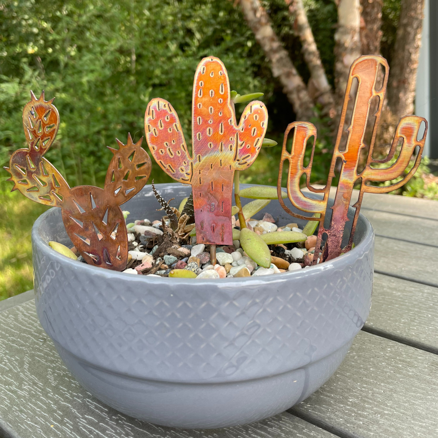 Natural Copper Cactus plant decoration assortment (bare)