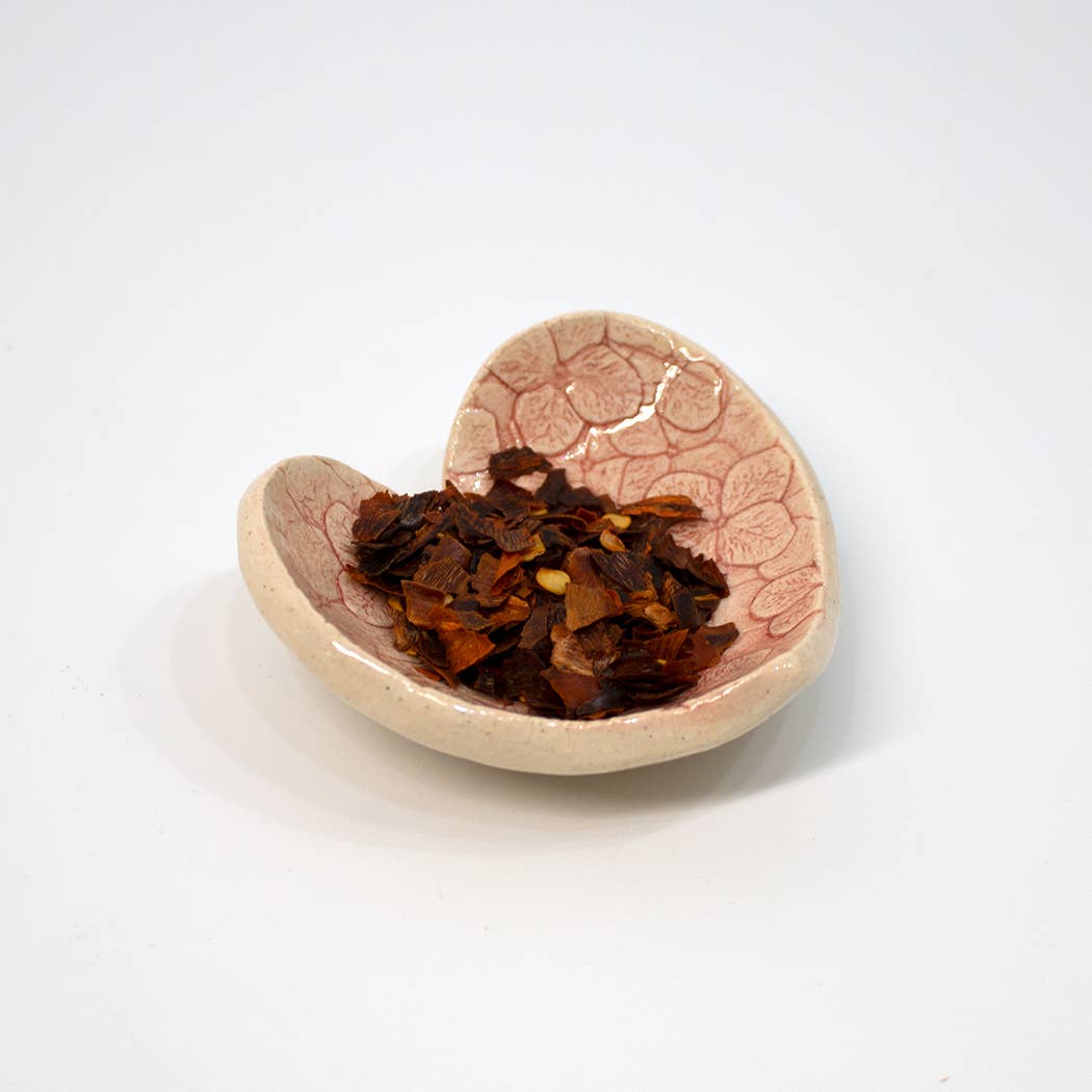 Pottery Dish Bowl - Heart Small Red