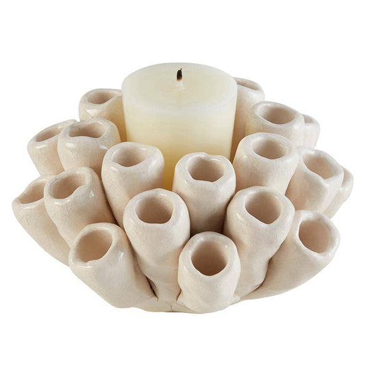Coral Statue votive candle holder ceramic