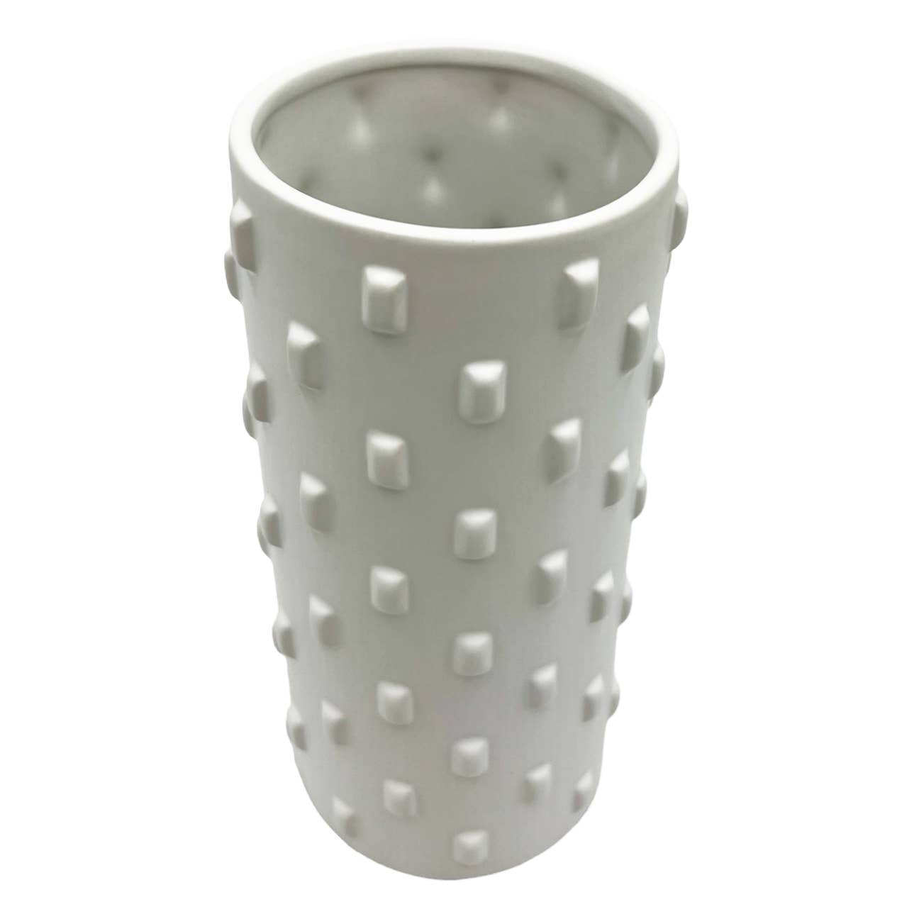 Modern Ceramic Vase in White textured dots