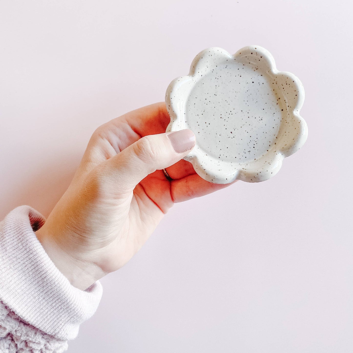 The Mini Petal Ceramic Dish (Speckled White) | Made To Order