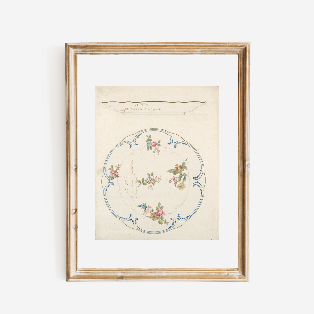 Design for a Painted Porcelain Tray Antique Art Print