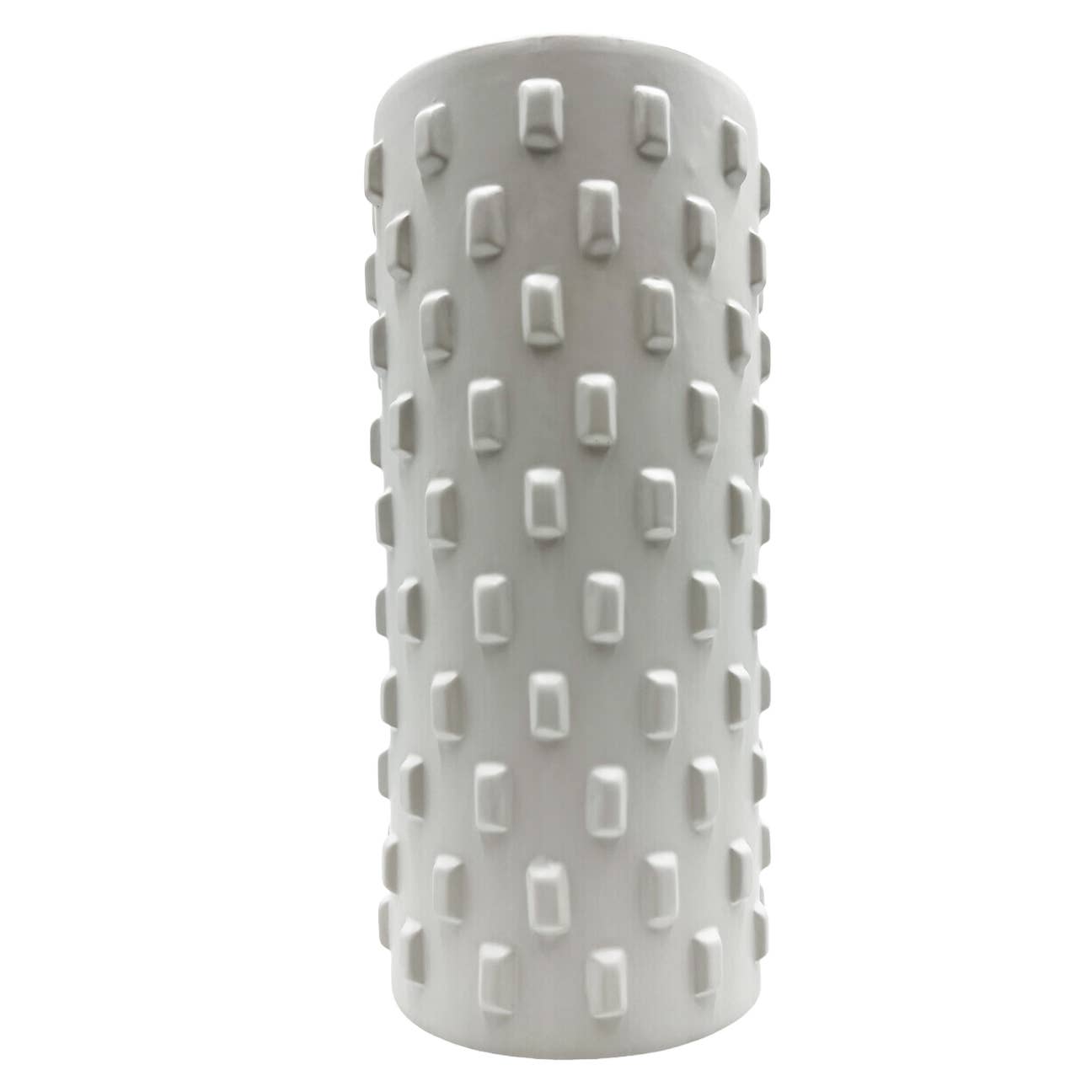 Modern Ceramic Vase in White textured dots