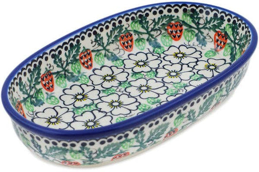 Oval Baker 8" Strawberries And Cream Theme UNIKAT