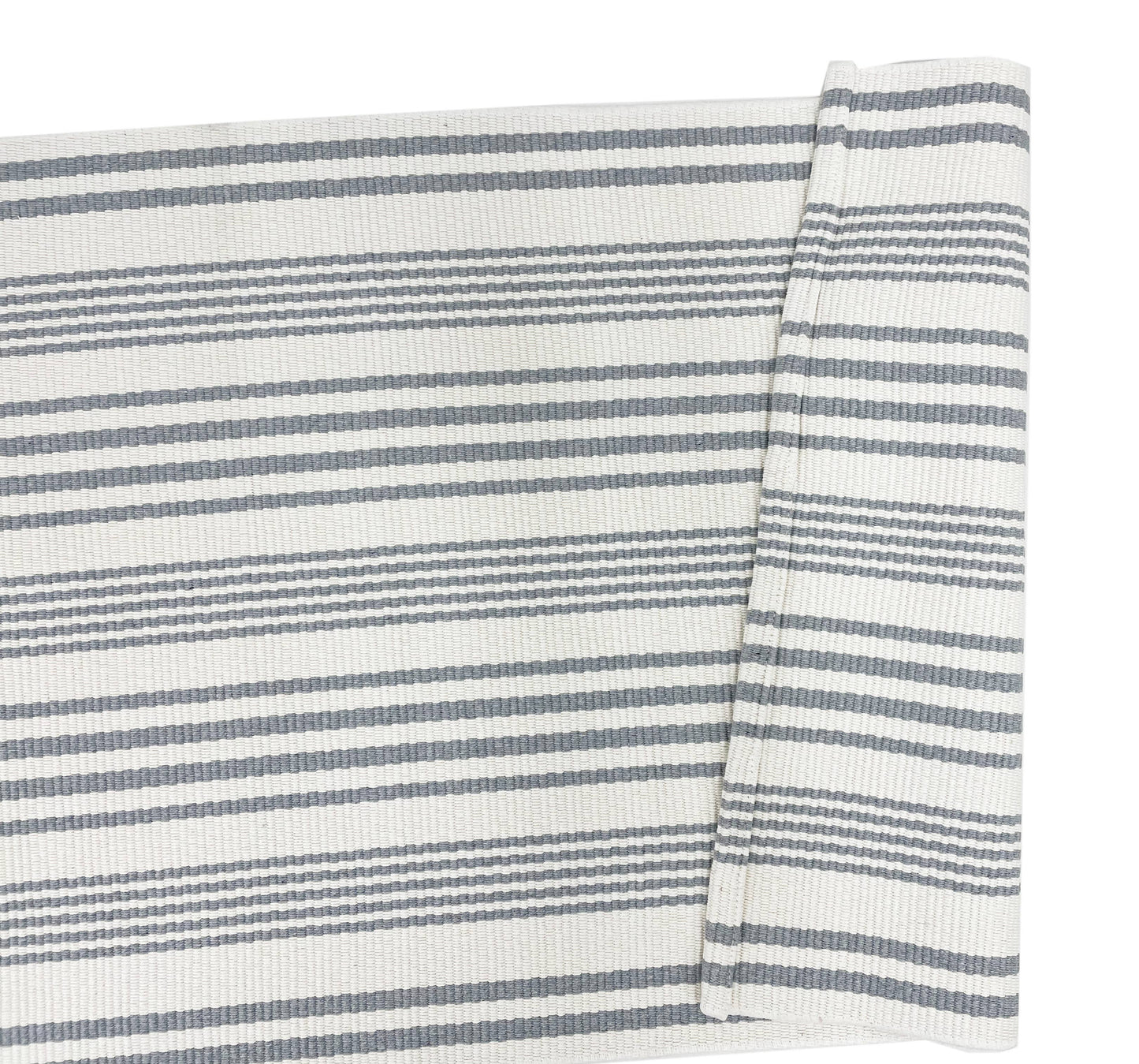 Ticking Striped Woven Cotton Blend Area Rug