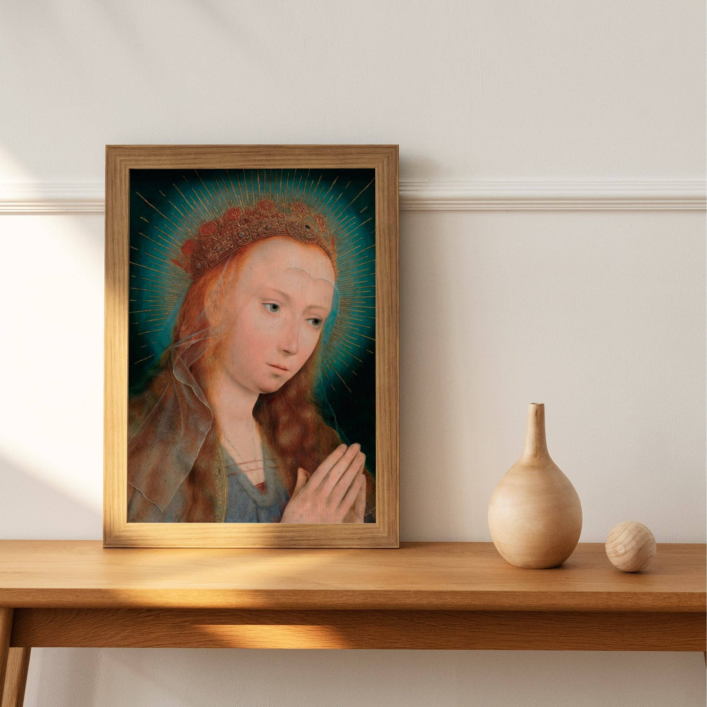 Vintage Virgin Mary Prayer Painting Religious Wall Art