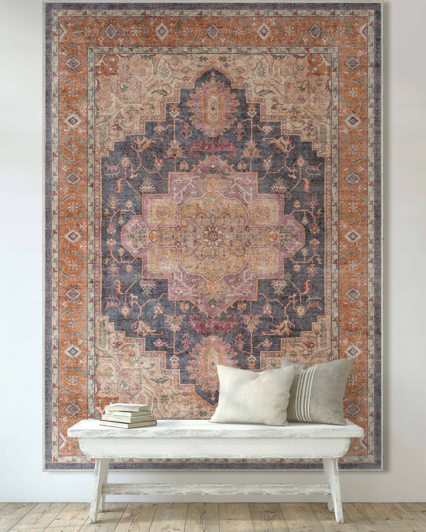 Paris Vintage Oriental Persian Flat-Weave Rug