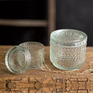 Set of Two Decorative Glass Jars