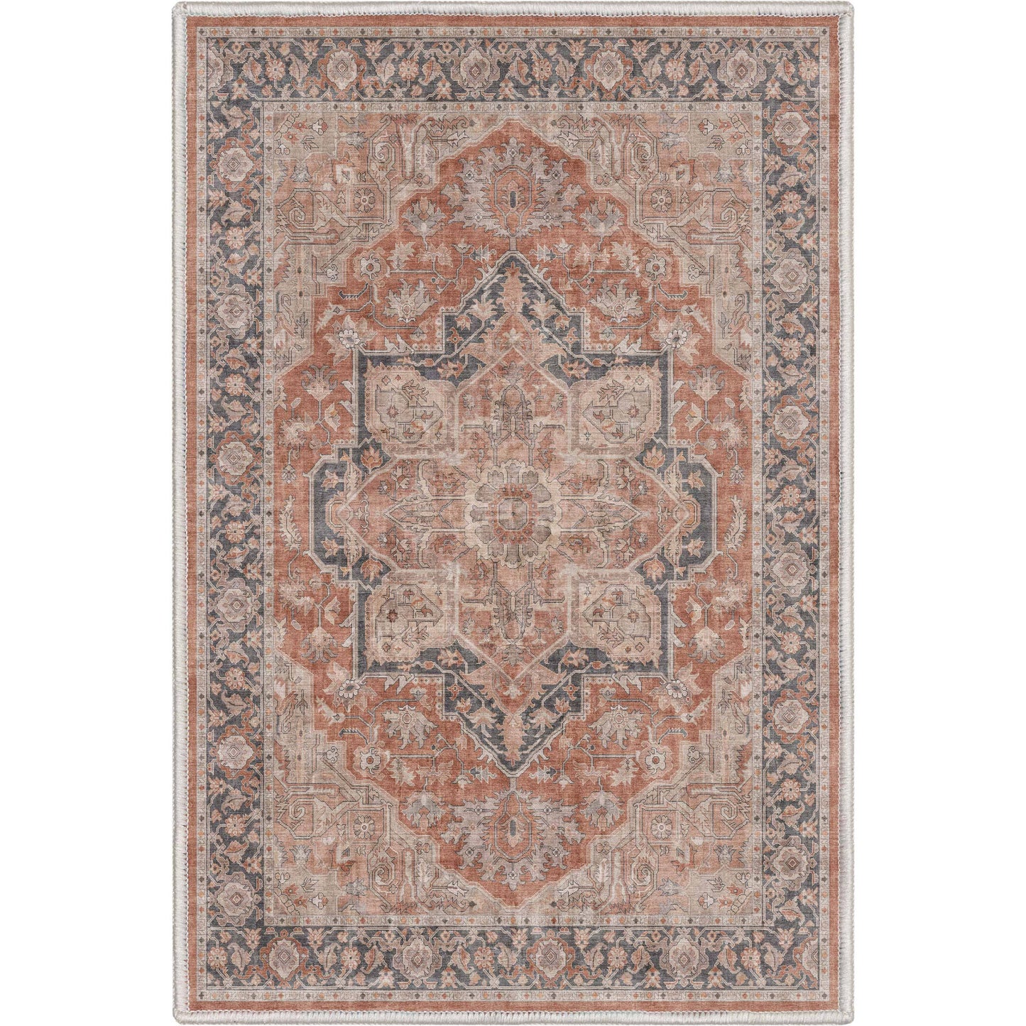 Bolona Vintage Oriental Floral Red Flat-Weave Rug