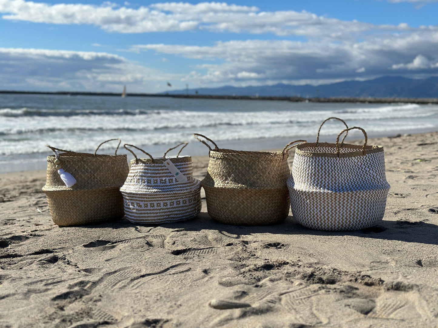 Extra Large Seagrass Woven Storage Baskets SET OF 4, Wicker