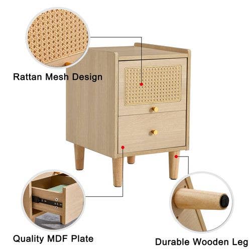 Storage cabinet MDF Board bedside cabinet Japanese rattan