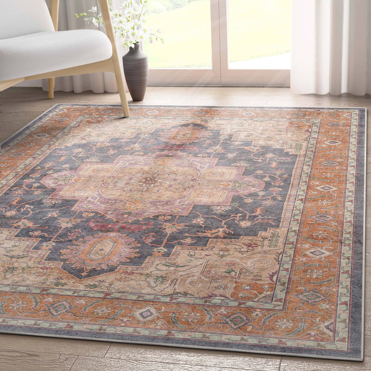 Paris Vintage Oriental Persian Flat-Weave Rug